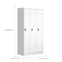 KOL 3-Door Locker Cabinet with 1 Clothes Hanging Rod, 2 Shelves, and Individual Door Locks-2
