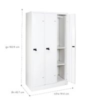 KOL 3-Door Locker Cabinet with 1 Rod, 2 Shelves, and combination Locks-2