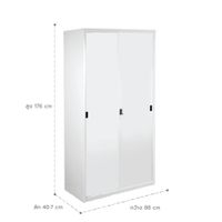 KOL  Solid Sliding Cupboard with 3 Adjustable Shelves and Lock-4