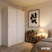 KIOSK Sliding Door Steel Wardrobe SDS-120K (120 cm) with Hanging Rail-1