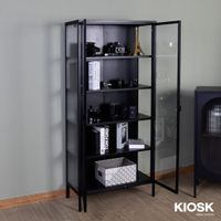 Sleek 5-Tier Tall Display Cabinet with 3-Sided Clear Glass-2