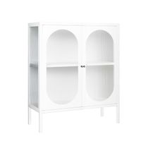 Sleek Medium-Sized 2-Tier Display Cabinet with 3-Sided Curved Wave Glass and 20 cm High Legs-7