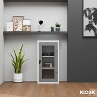 KIOSK Steel Glass Door Cabinet 2 Adjustable Shelves Lock Options-2