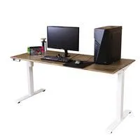 Electric Adjustable Desk with Acasia Wood Top and Socket 160 cm.-1