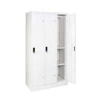 KOL 3-Door Locker Cabinet with 1 Clothes Hanging Rod, 2 Shelves, and Individual Door Locks-1